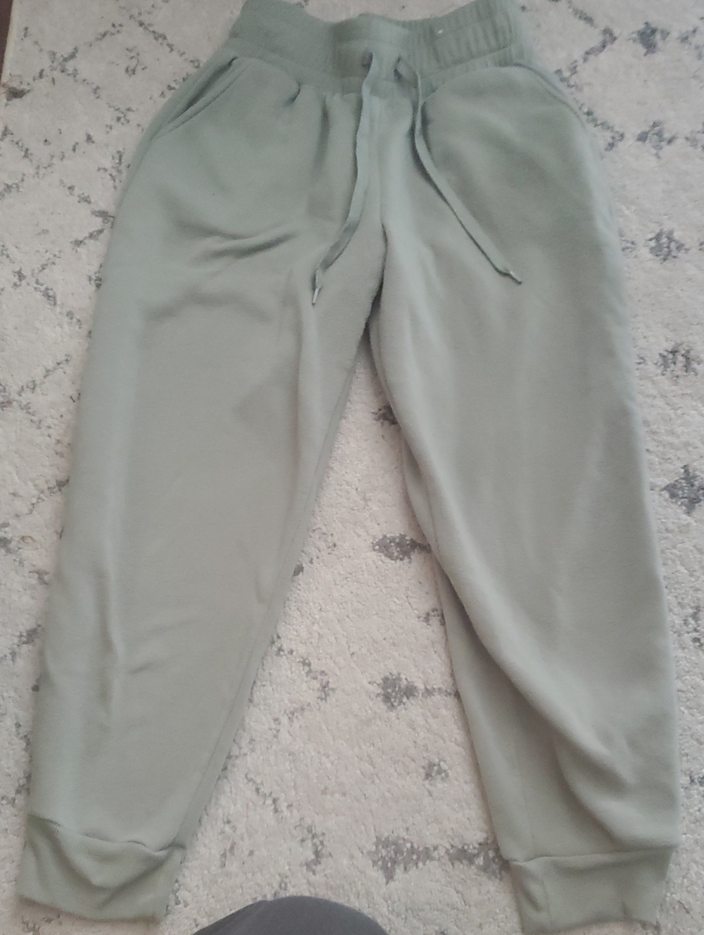 Sage Green Drawstring Jogger Pants Shorter Style Size Medium Womens